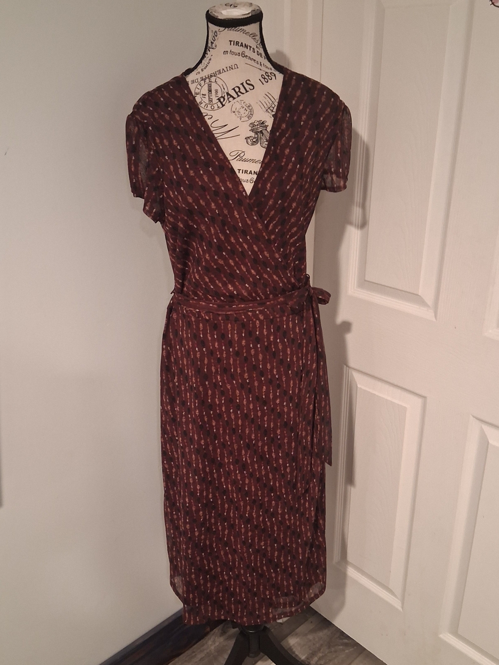Alfani Womens Short Sleeve Nylon Midi Wrap Dress XL